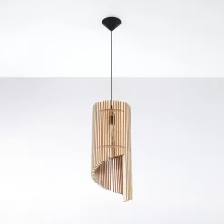 Lampe suspendue en bois 1 lampes 21x21x120cm Sollux