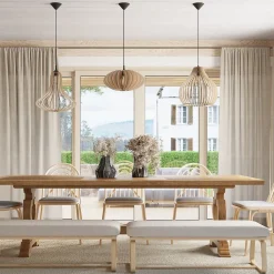 Lampe suspendue en bois 1 lampes 40x40x110cm Sollux