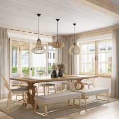 Lampe suspendue en bois 1 lampes 40x40x110cm Sollux