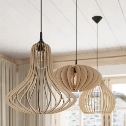 Lampe suspendue en bois 1 lampes 40x40x110cm Sollux