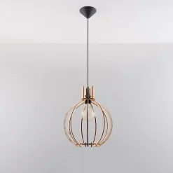 Lampe suspendue en bois 1 lampes 28x17x100cm Sollux
