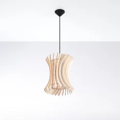 Lampe suspendue en bois 1 lampes 30x30x107cm Sollux