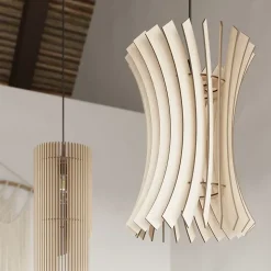 Lampe suspendue en bois 1 lampes 30x30x107cm Sollux