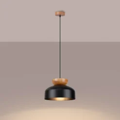 Lampe suspendue en bois/acier 1 ampoule 3000K - 29.5x29.5x130cm Sollux