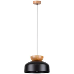 Lampe suspendue en bois/acier 1 ampoule 4000K - 29.5x29.5x130cm Sollux