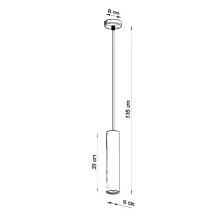 Lampe suspendue en béton 1 ampoule 4000K - 8x8x105cm Sollux