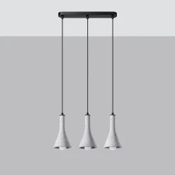 Lampe suspendue en béton 3 ampoules 4000K - 46x12x110cm Sollux