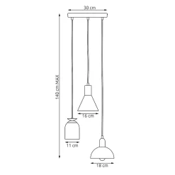 Lampe suspendue FOX 3BL PREM, Emibig Lighting, Fabriqué en EU