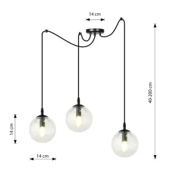 Lampe suspendue GIGI 3 BL TRANSPARENT, Emibig Lighting, Fabriqué en EU