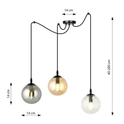 Lampe suspendue GIGI 3 BL MIX, Emibig Lighting, Fabriqué en EU