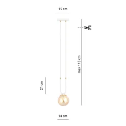 Lampe suspendue GLAM 1 WHITE/MIODOWY, Emibig Lighting, Fabriqué en EU