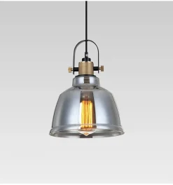 Lampe suspendue industrielle verre fumé - Linz