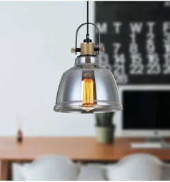 Lampe suspendue industrielle verre fumé - Linz