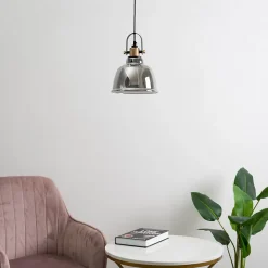 Lampe suspendue industrielle verre fumé - Linz