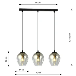 Lampe suspendue ISTAR 3 BL GRAFIT, Emibig Lighting, Fabriqué en EU