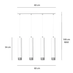 Lampe suspendue KIBO 4 WH/CHROME, Emibig Lighting, Fabriqué en EU