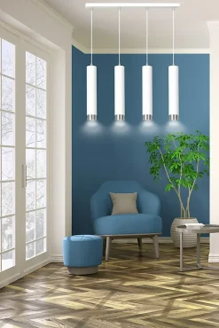 Lampe suspendue KIBO 4 WH/CHROME, Emibig Lighting, Fabriqué en EU