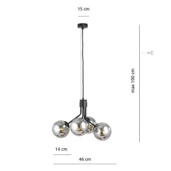 Lampe suspendue NOVA 4 BLACK/GRAFIT, Emibig Lighting, Fabriqué en EU