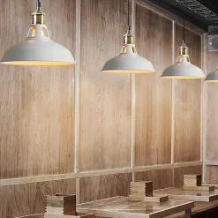 Lampe Suspendue Rétro Industrielle Vintage en Métal Blanc E27, Idéale pour Salle à Manger, Restaurant et Salon