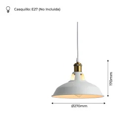 Lampe Suspendue Rétro Industrielle Vintage en Métal Blanc E27, Idéale pour Salle à Manger, Restaurant et Salon