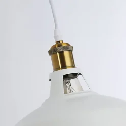 Lampe Suspendue Rétro Industrielle Vintage en Métal Blanc E27, Idéale pour Salle à Manger, Restaurant et Salon