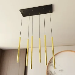 Lampe suspendue SELTER 6 GOLD, Emibig Lighting, Fabriqué en EU