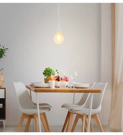 Lampe suspension design en métal blanc Compatible ampoule LED E27