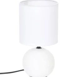 Lampe Timeo blanche striée - céramique H25 cm - Atmosphera