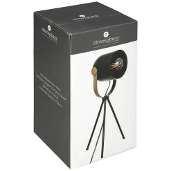 Lampe trépied Bil - noir - bois et doré - métal H45 cm - Atmosphera