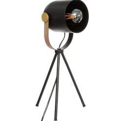Lampe trépied Bil - noir - bois et doré - métal H45 cm - Atmosphera