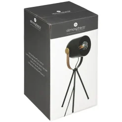 Lampe trépied Bil - noir - bois et doré - métal H45 cm - Atmosphera