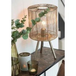 Lampe trépied en métal marron 25.5x25.5x45.5 cm