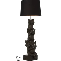 Lampes 3 éléphants en résine et textile marron 36x36x98 cm