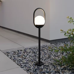 Lampes à piquer extérieures Ruble LED intégrée 3 x 100 lm IP44 GoodHome noir vendue par 3 pièces