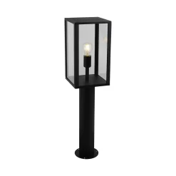 Lampes d'extérieur 'Aila' h:80cm , pour l'extérieur, lampe de socle en métal et verre en noir, E27 , lampe d'allée