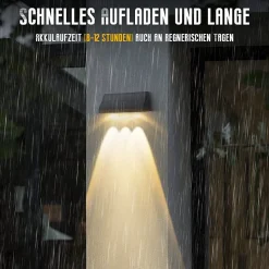 Lampes solaires d'extérieur NETTLIFE - Applique murale solaire d'extérieur, LED 3 000 K, blanc chaud, 2 modes