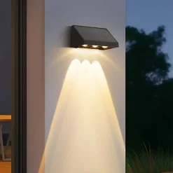 Lampes solaires d'extérieur NETTLIFE - Applique murale solaire d'extérieur, LED 3 000 K, blanc chaud, 2 modes