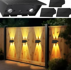 Lampes Solaires D'extérieur - 4 Appliques Solaires Clôture Terrasse Balcon