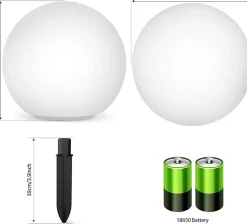 Lampes Solaires Jardin Extérieur, Boule 30cm, 1800mAh Batterie Jardin Balcon Terrasse Classe énergétique A++