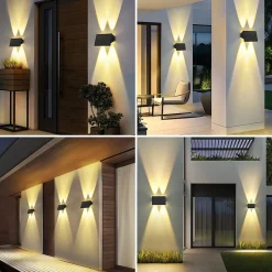 Lampes solaires NETTLIFE pour mur extérieur - 2 appliques solaires extérieures, éclairage extérieur, lumière blanche chaude