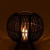 Lanterne boule sur pied en bois noir 38x38x39 cm