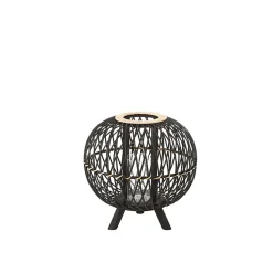 Lanterne boule sur pied en bois noir 38x38x39 cm