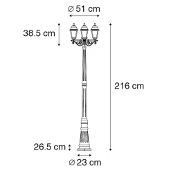 Lanterne classique noire 3 lumières IP44 - Capital