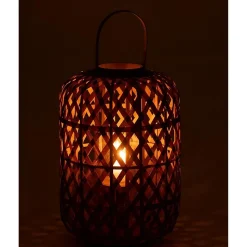 Lanterne cylindrique en bois naturel 36x36x69 cm