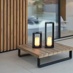 Lanterne de jardin en métal sur batterie Siroco 30 cm