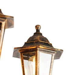 Lanterne d'extérieur antique dorée 3 lumières IP44 - New Haven