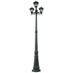 Lanterne d'extérieur classique vert foncé 217cm 3 lumières IP44 - New Haven