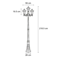 Lanterne d'extérieur classique vert foncé 217cm 3 lumières IP44 - New Haven