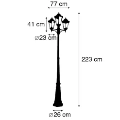 Lanterne d'extérieur intelligente noire 3 lumières avec WiFi ST64 - New Orleans