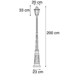 Lanterne d'extérieur intelligente noire 200 cm IP44 incl. Wifi ST64 - Havana